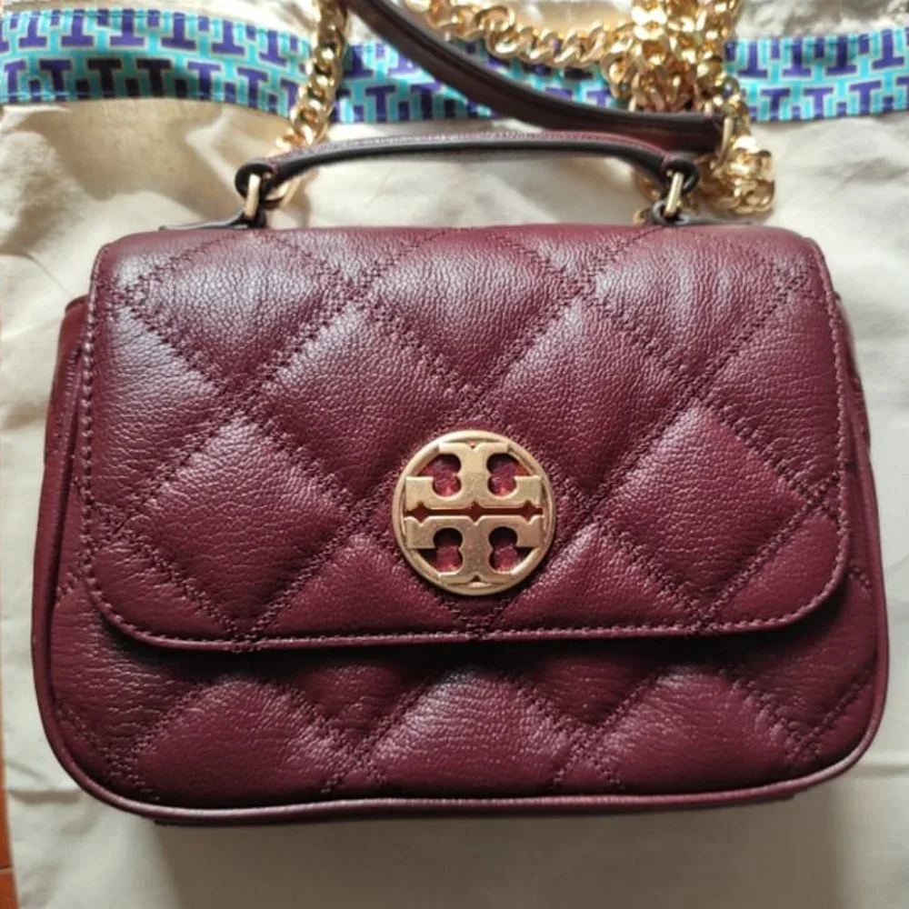 Tory Burch Willa Mini Top Handle Bag Burgundy